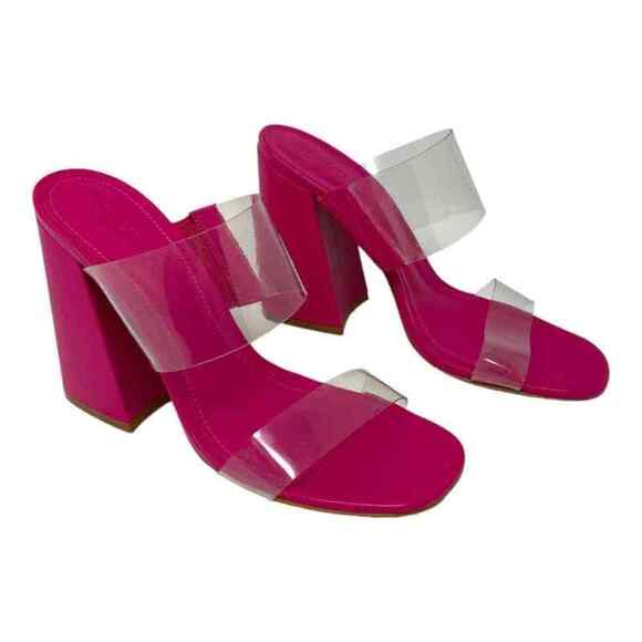 Schutz Victorie Sandal Slide High Block Heel Magenta NEW 9 US - Picture 8 of 8